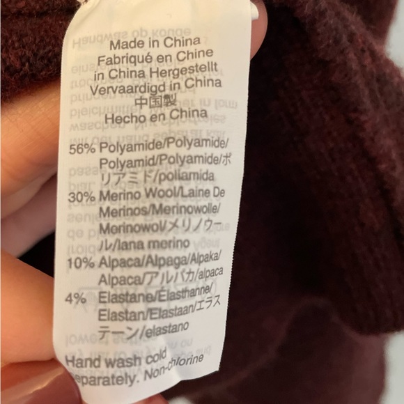 Madewell Open Front Patch Pocket Cardigan Merino/Alpaca Wool - Medium Burgundy - Picture 4 of 5